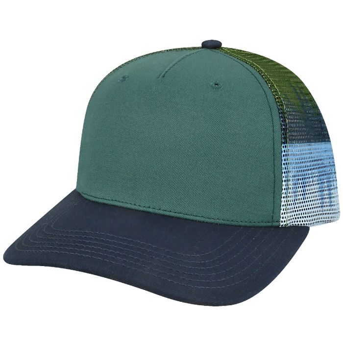 LOCALE - Solid Front Printed Mesh Trucker - 5PTKRS