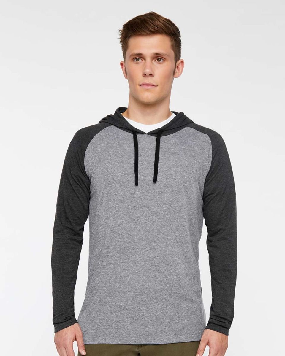 LAT APPAREL - Adult L/S Raglan Hooded Tee - 6917
