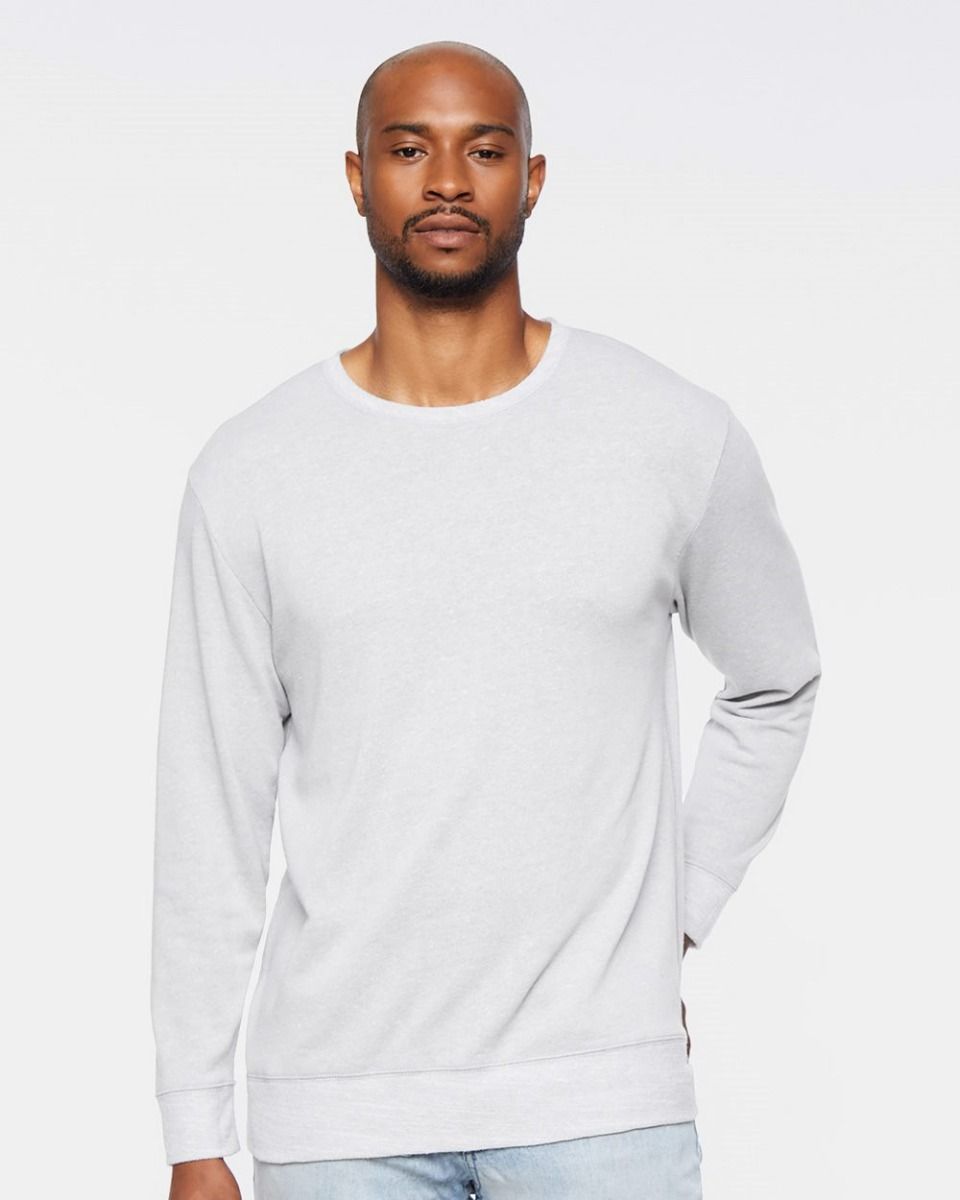 LAT APPAREL - Adult Melange French Terry Crew Tee - 6965