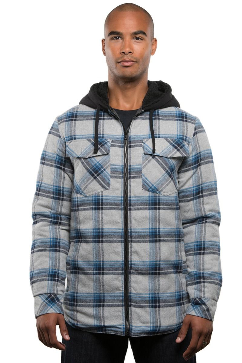 Burnside - Men's Sherpa Lined Hooded Flannel Jacket - B8620